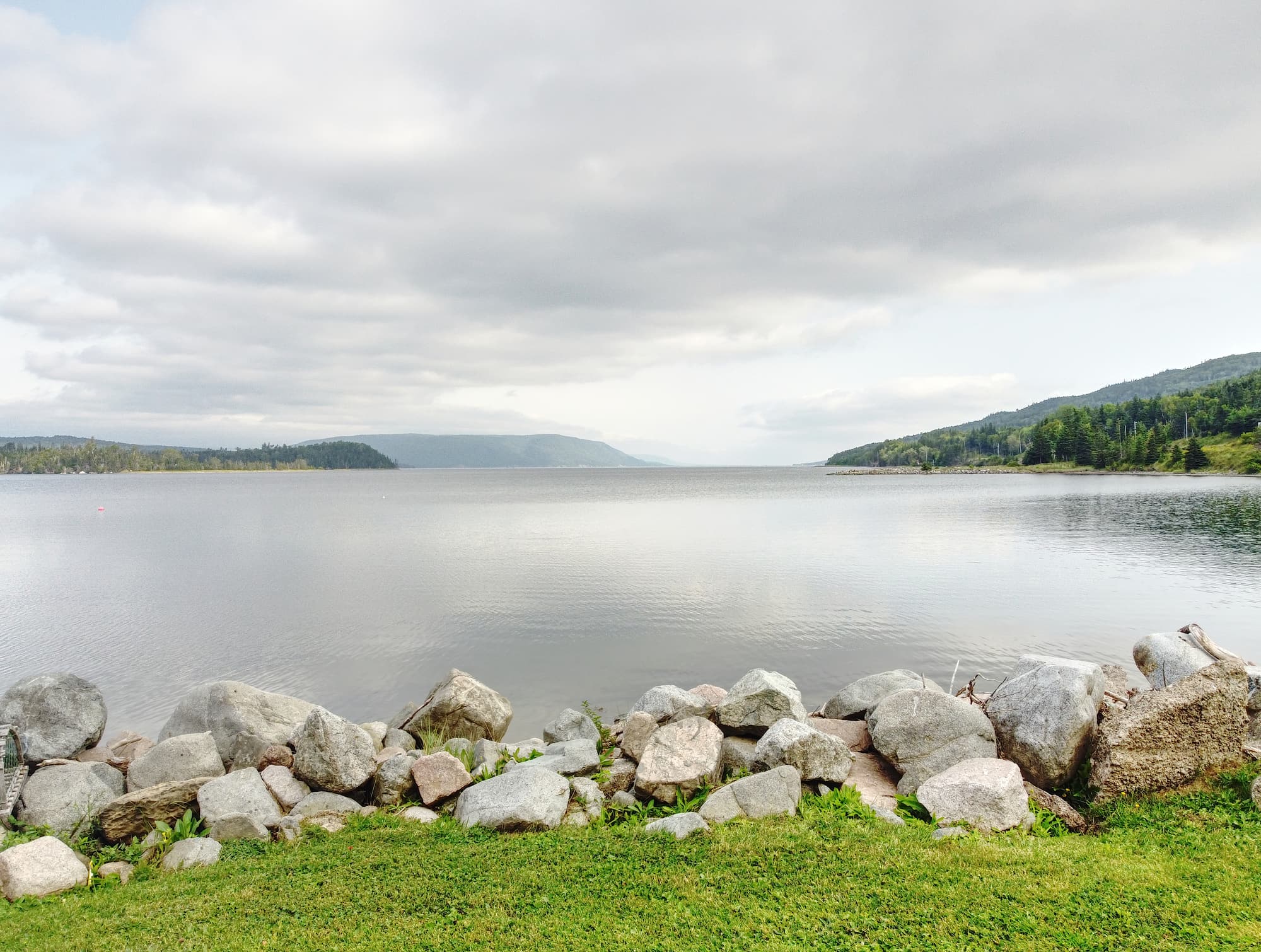 A wide view across St. Ann's Bay to the hills beyond